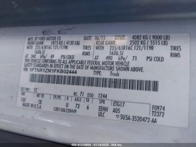 1FTNR1ZM1FKB02444 Ford Transit-250
