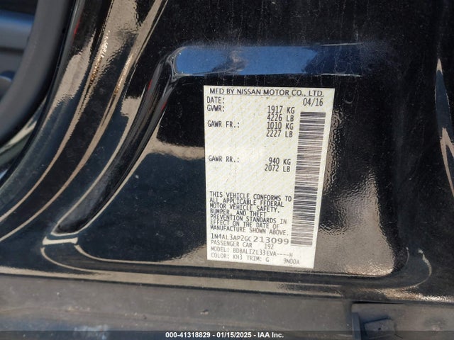 Nissan Altima 2.5 Sv 2016 1N4AL3AP2GC213099 Image 9