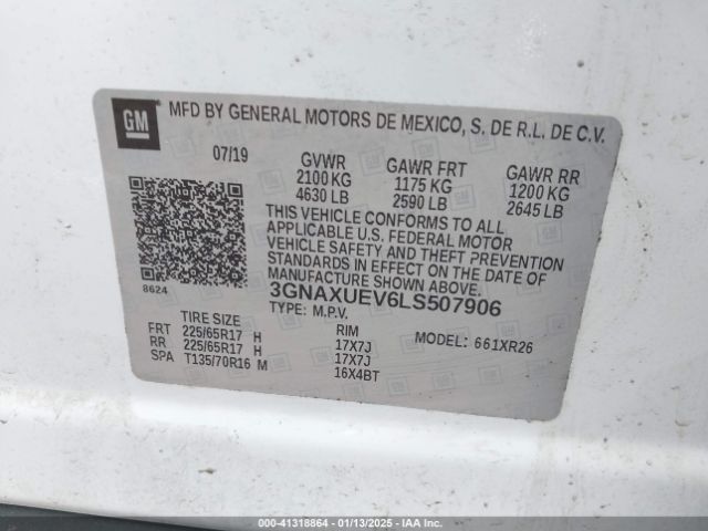 3GNAXUEV6LS507906 Chevrolet Equinox Awd Lt 1.5l Turbo