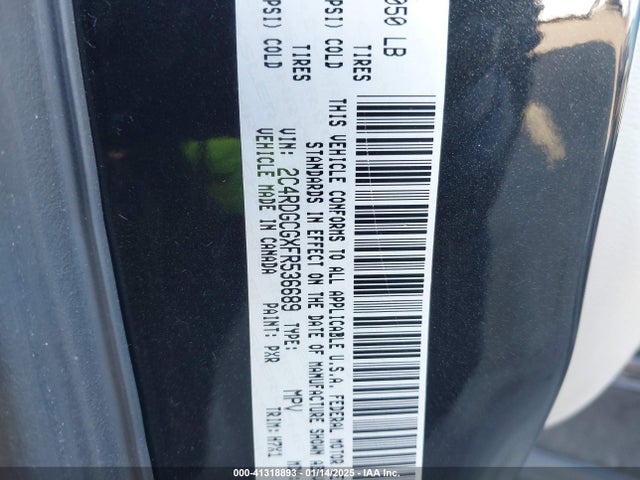 Dodge Grand Caravan Sxt 2015 2C4RDGCGXFR536689 Image 9