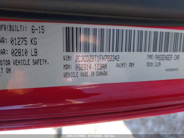 2C3CDZBT1FH788342 Dodge Challenger R/t Plus