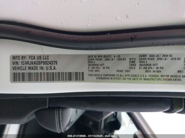 1C4RJKAG6P8824379 Jeep Grand Cherokee L Altitude 4x4