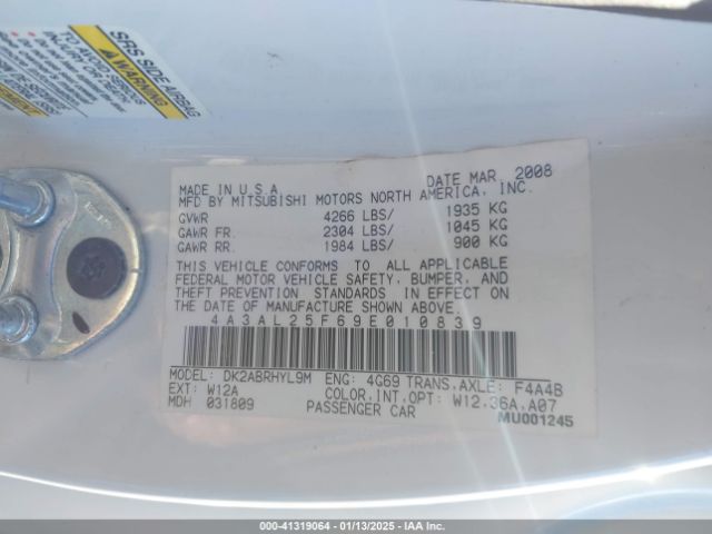 2009 MITSUBISHI ECLIPSE SPYDER 4A3AL25F69E010839 Photo 8
