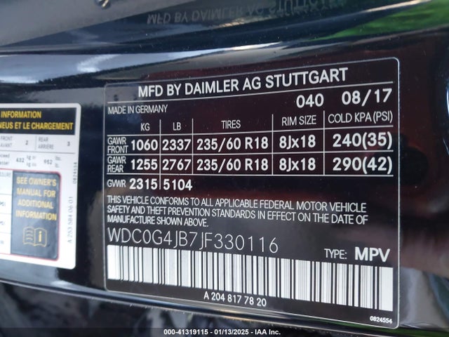 WDC0G4JB7JF330116 Mercedes-Benz GLC 300