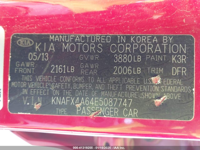 KIA FORTE LX 2014 KNAFX4A64E5087747 Image 9