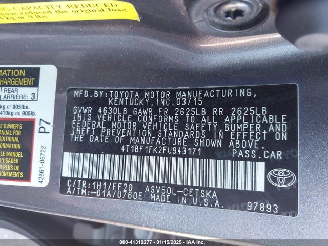 Toyota CAMRY SE 2015 4T1BF1FK2FU943171 Image 9