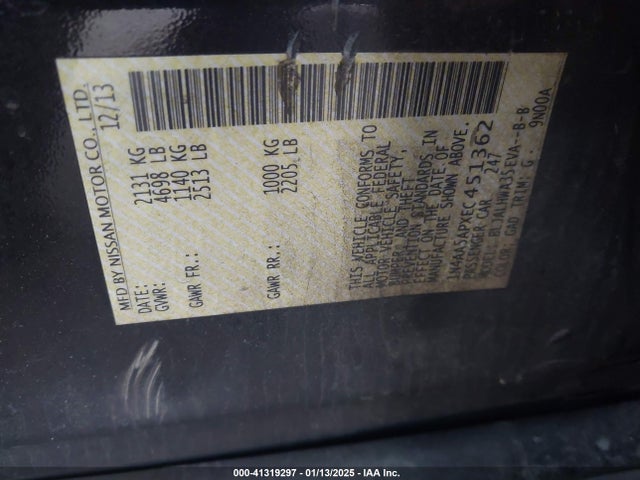 1N4AA5APXEC451362 Nissan Maxima 3.5 Sv