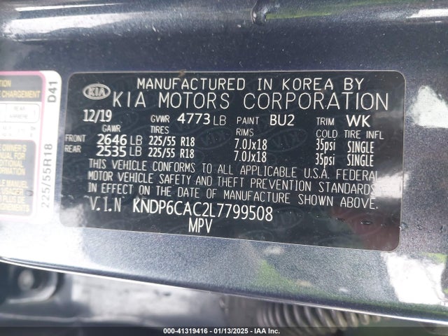 KIA SPORTAGE S 2020 KNDP6CAC2L7799508 Image 9