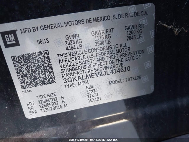 3GKALMEV2JL414610 GMC Terrain Sle