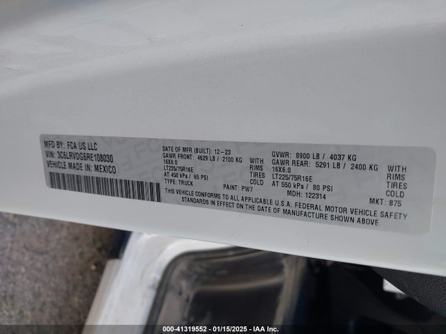Продаж на аукціоні авто 2024 Ram Promaster 2500 Tradesman High Roof 159 Wb W/pass Seat, vin: 3C6LRVDG6RE108030, номер лоту: 41319552