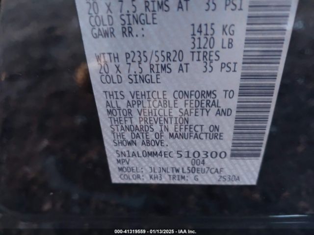 5N1AL0MM4EC510300 Infiniti QX60