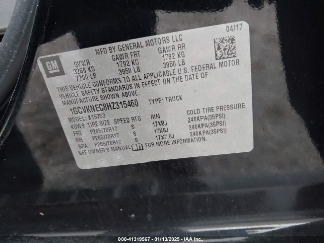 1GCVKNEC8HZ315460 Chevrolet Silverado 1500 Wt