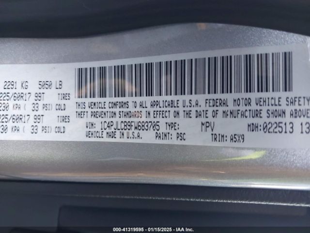 1C4PJLCB9FW683705 Jeep Cherokee Latitude