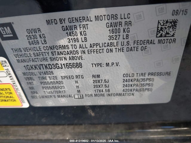 1GKKVTKD3GJ165688 GMC Acadia Denali