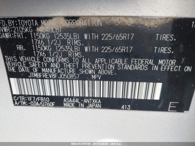 JTMBFREV8FJ050857 Toyota RAV4 LE