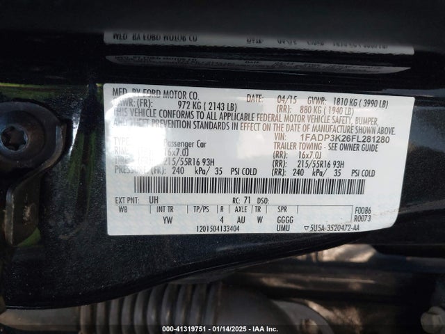 Ford FOCUS SE 2015 1FADP3K26FL281280 Image 9