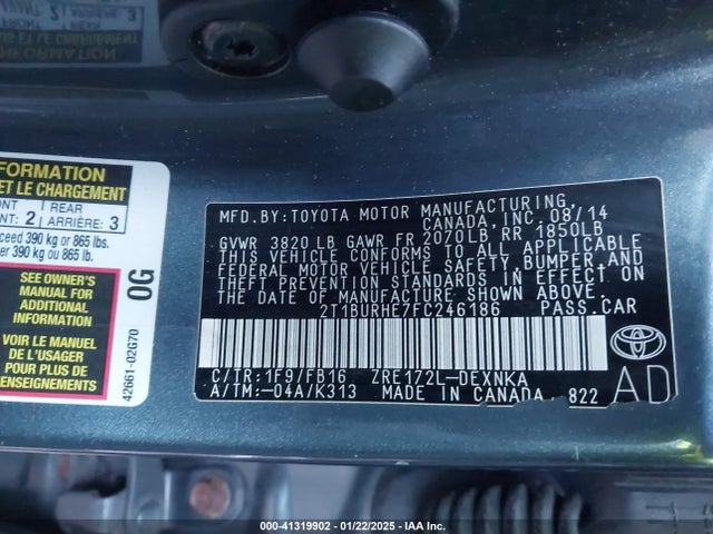 Toyota Corolla Le Plus 2015 2T1BURHE7FC246186 Image 9
