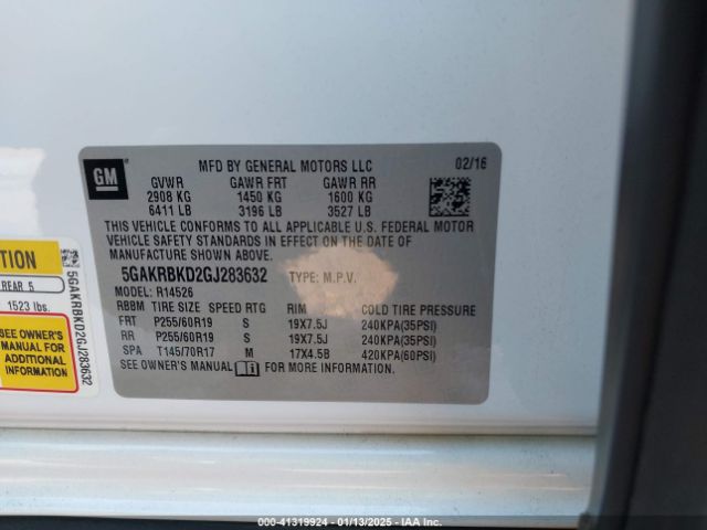 5GAKRBKD2GJ283632 Buick Enclave Leather