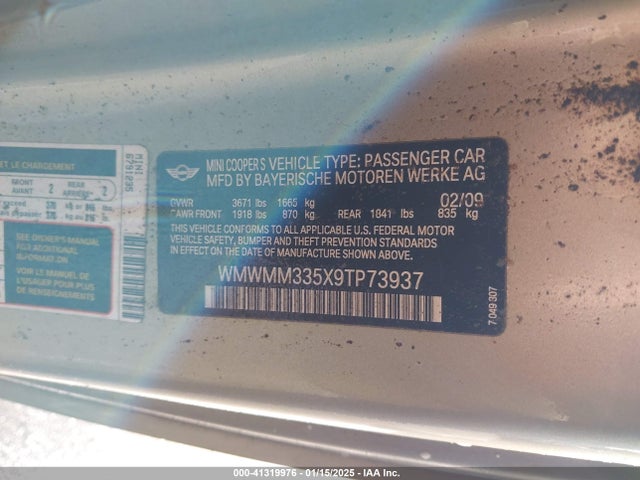 2009 MINI COOPER S CLUBMAN WMWMM335X9TP73937 Photo 8