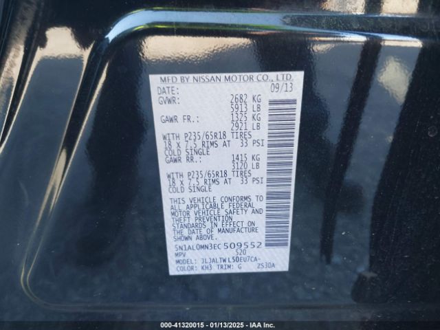 5N1AL0MN3EC509552 Infiniti QX60