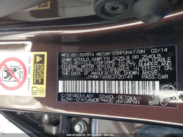 JTHBK1GGXE2120149 Lexus ES 350