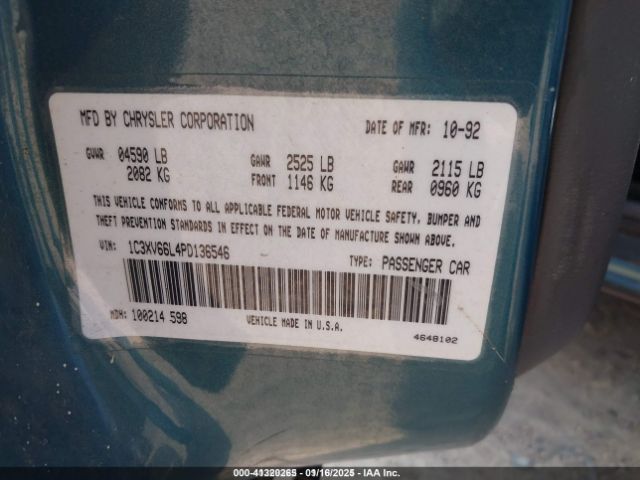 1993 CHRYSLER NEW YORKER 1C3XV66L4PD136546 Photo 8