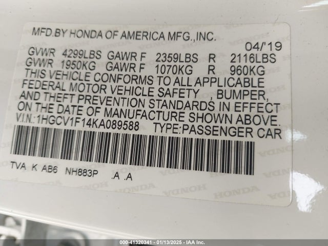 1HGCV1F14KA089588 Honda ACCORD LX