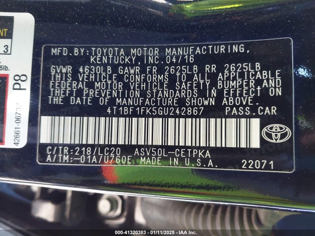 4T1BF1FK5GU242867 Toyota CAMRY XSE