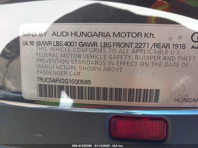 2016 AUDI TT TRUC5AFV2G1030585 Photo 8