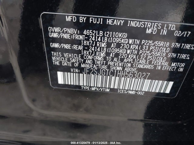 JF2SJGTC1HH563027 Subaru Forester 2.0xt Touring