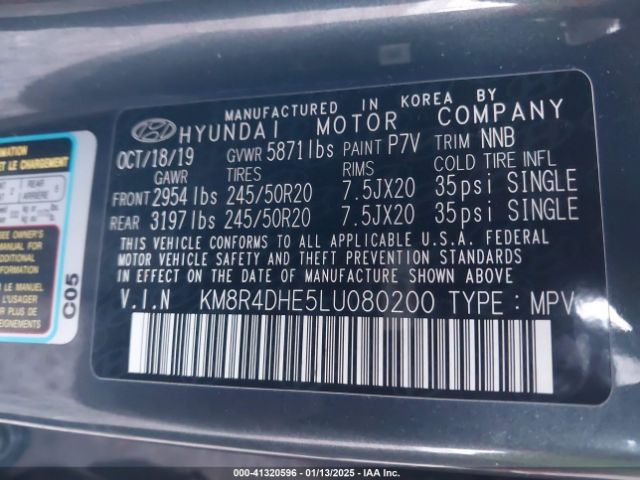 KM8R4DHE5LU080200 Hyundai Palisade Sel