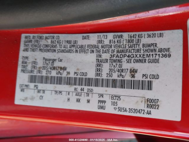 3FADP4GXXEM171369 Ford FIESTA ST