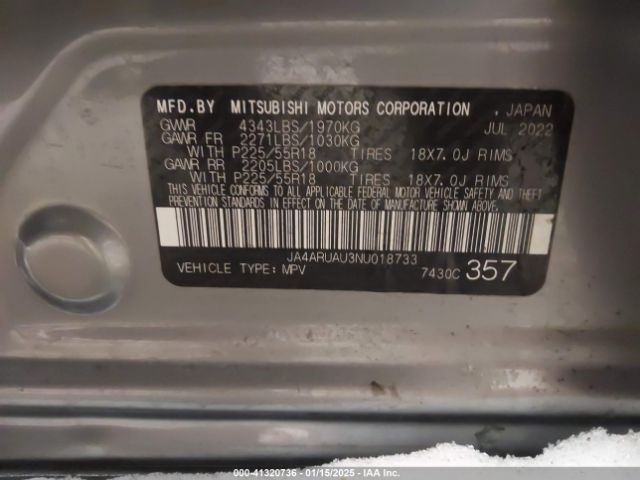 2022 MITSUBISHI OUTLANDER SPORT JA4ARUAU3NU018733 Photo 8