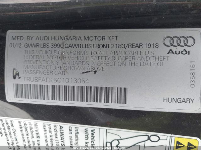 2012 AUDI TT TRUBFAFK6C1013054 Photo 8