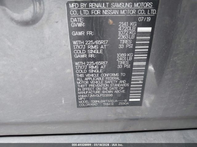 KNMAT2MV0LP511698 Nissan Rogue Sv Intelligent Awd