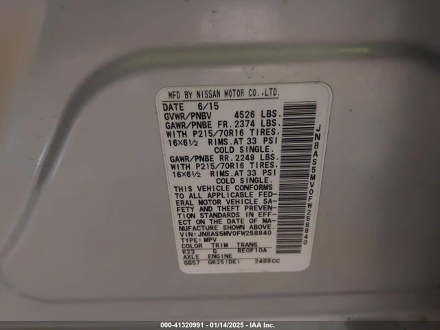 Nissan Rogue Select S 2015 JN8AS5MV0FW258840 Image 9