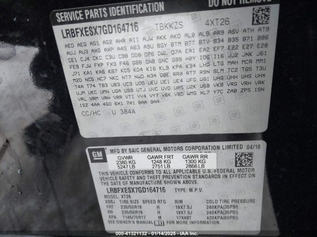 LRBFXESX7GD164716 Buick Envision Premium I