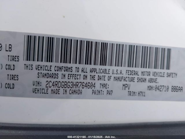 2C4RDGBG3HR764604 Dodge Grand Caravan Se
