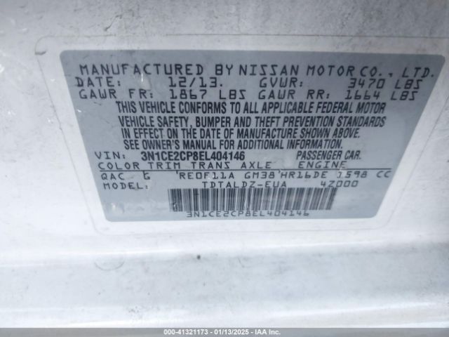 3N1CE2CP8EL404146 Nissan Versa Note Sv