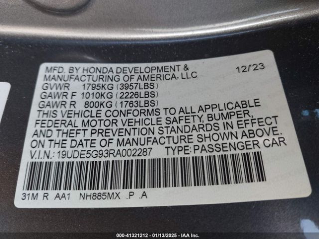 19UDE5G93RA002287 Acura Integra Type S