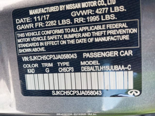 SJKCH5CP3JA058043 Infiniti Qx30 Sport