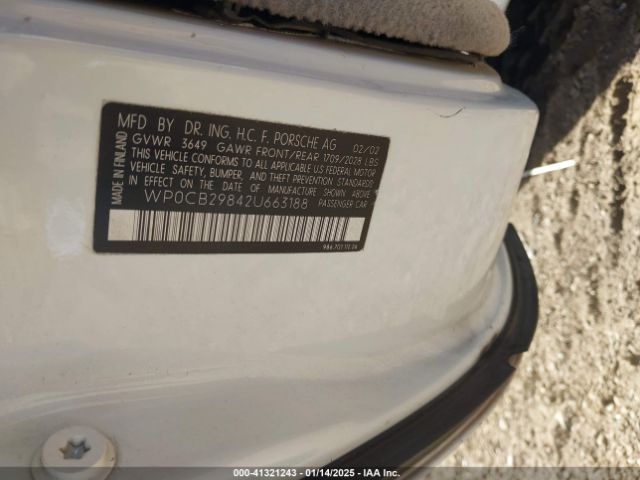 2002 PORSCHE BOXSTER WP0CB29842U663188 Photo 8