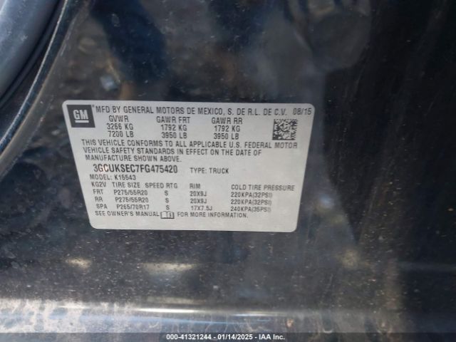 3GCUKSEC7FG475420 Chevrolet Silverado 1500 1lz