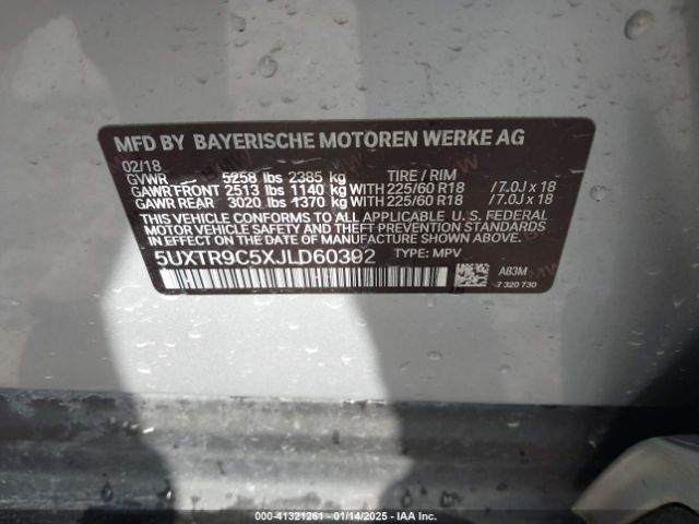 2018 BMW X3 5UXTR9C5XJLD60392 Photo 8