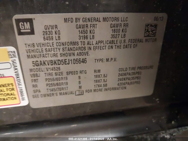 Buick Enclave Leather 2014 5GAKVBKD5EJ106646 Image 9