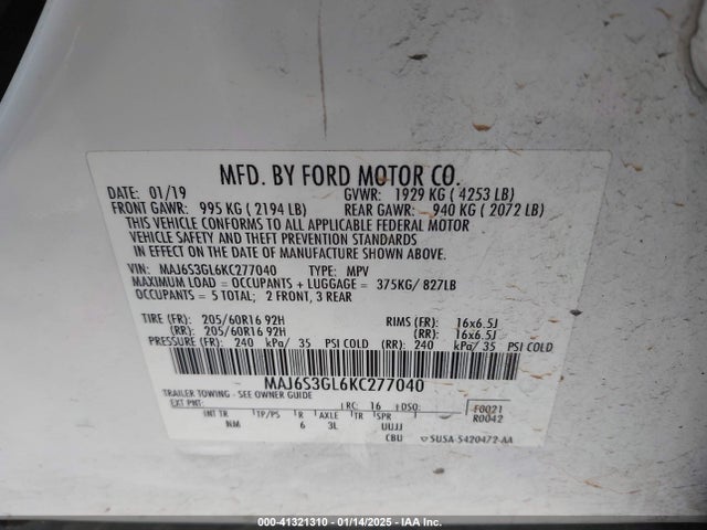 Ford Ecosport Se 2019 MAJ6S3GL6KC277040 Image 9