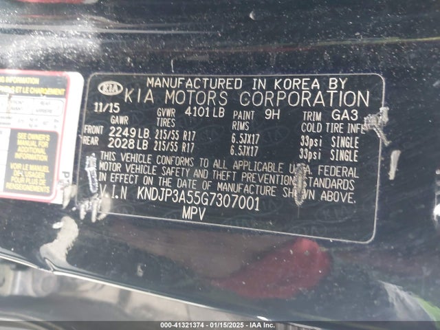 KIA SOUL + 2016 KNDJP3A55G7307001 Image 9