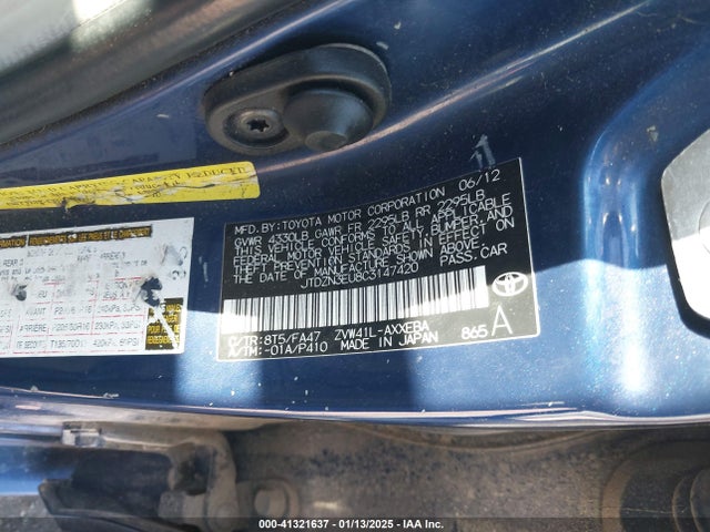 41321637 :رقم المزاد ، JTDZN3EU8C3147420 vin ، 2012 Toyota Prius V Three مزاد بيع