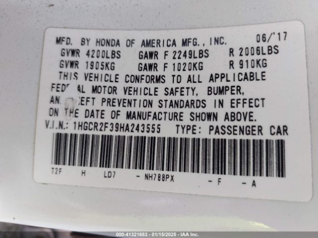 1HGCR2F39HA243555 Honda ACCORD LX