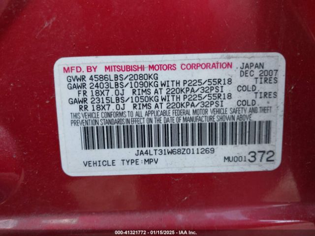 2008 MITSUBISHI OUTLANDER JA4LT31W68Z011269 Photo 8
